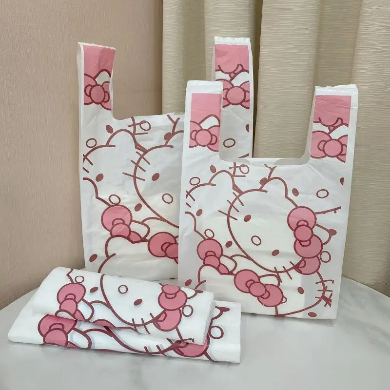 

100Pcs/set Kawaii Sanriod Shopping Bag Cute Hellow Kittys Cartoon Plastic Packaging Bag Packaging Bag Accessories for Girls Gift