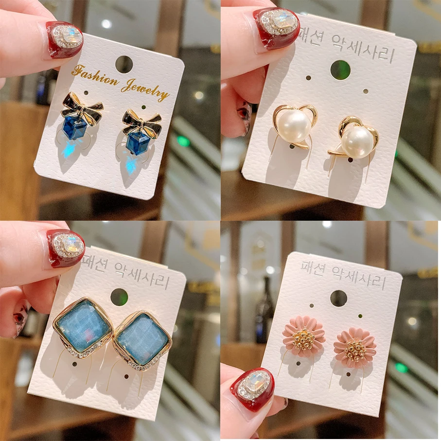 

Cute Sweet Flower Korean Stud Earrings For Women Teens Girls Korean Fashion Peals Butterfly Earrings Party Daily Fashion Jewelry