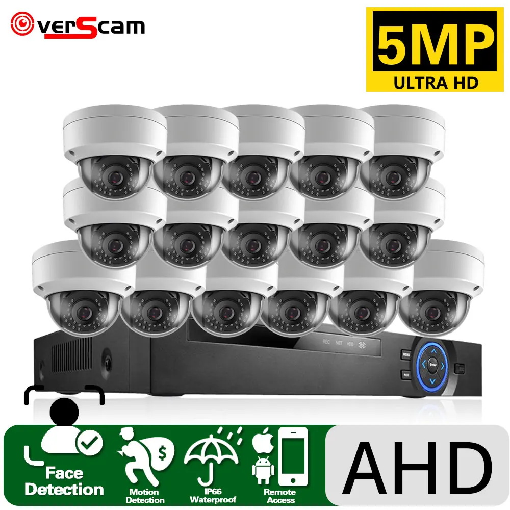 

5MP AHD CCTV Dome Camera Security System Kit P2P 16 Channel DVR Kit Outdoor Analog Surveillance Camera System Set XMEYE 16CH 8CH