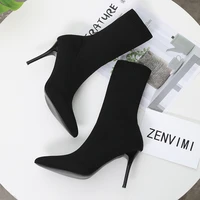 sexy women sock boots knitting stretch boots high heels for woman fashion shoes 2022 spring autumn winter boots female quality