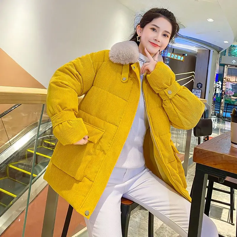 Winter Cotton Jacket for Women New Corduroy Cotton Padded Jacket Parkas Jackets Bread Jacket Loose Retro Korean Fashion