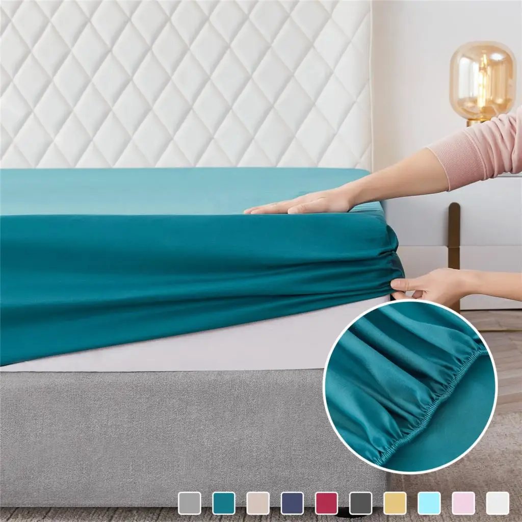 

Modern Simple Style Solid Solor Bed Sheet Fitted Sheet Elastic Band Fixed Antifouling Anti-crease Portable Sheets Cover for Bed