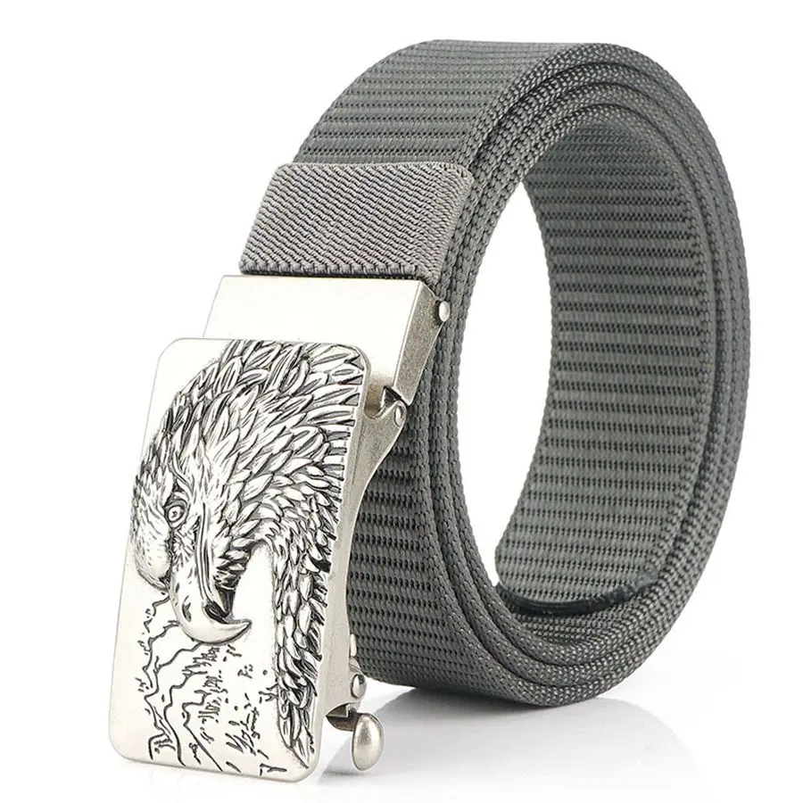 

VMens Nylon Leather Belt Toothless Buckle Belt Waistband Male Men's Vintage Belt Width:3.4cm