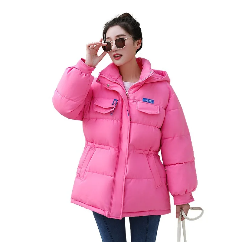 White Women's Winter Medium Length Jackets Coats Women Thicken Warm Padded Coat Oversized Lady Parkas Coat Ladies Cotton Outwear