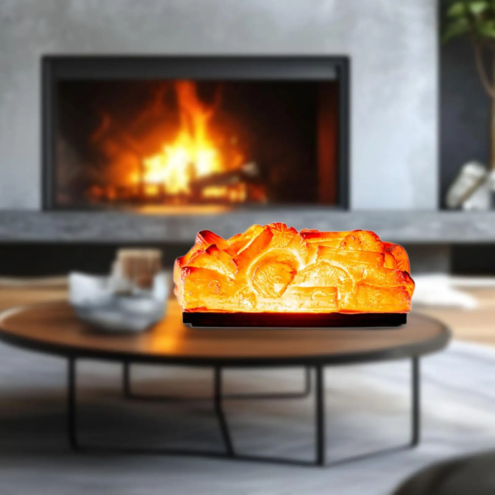 Светодиодная лампа с имитацией пламени из искусственного дрова для офисной