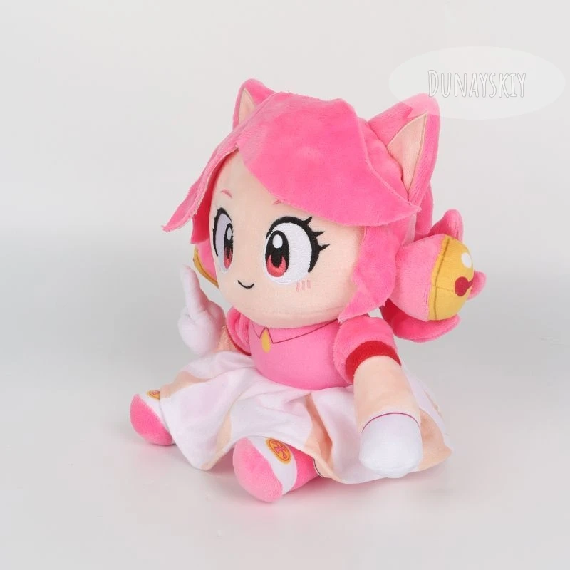 Фото Плюшевая игрушка Deltarune Pink Boss Mad Cat Mew Mew с ушками кошки, сидящая мягкая фигурка, коллекция для фанатов игр, Хэллоуин. №4