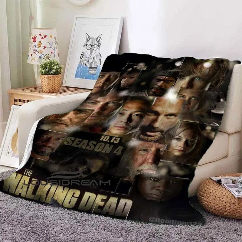 

American TV Series Horror Thriller The Walking Dead Poster Soft Blanket Home Travel Plush Rest Blanket Digital Printing Blanket