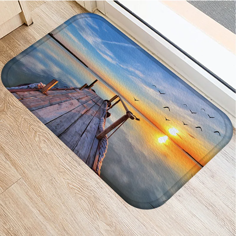 

Sunset Seaside Landscape Printed Carpet Living Room Rug Home Decor Hallway Doormat Kitchen Bathroom Bedroom Bedside Floor Mats