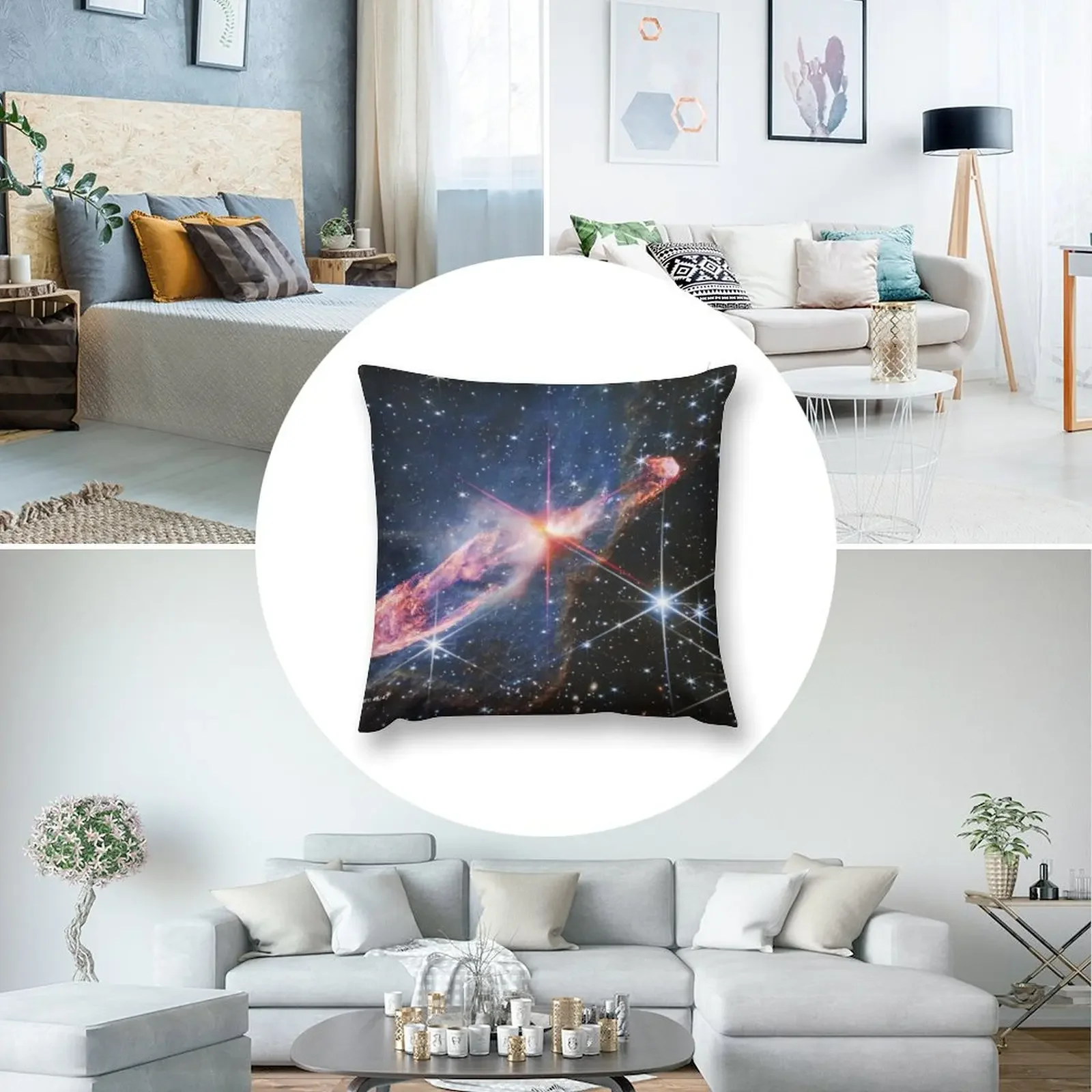 Herbig-Haro 46/47 (James Webb/JWST) — космический постер декоративная подушка диванные подушки