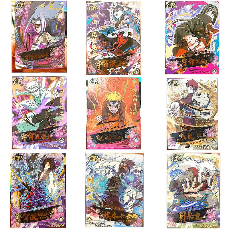 

NARUTO anime Figure Bronzing CP Game Collection Cards Uchiha Sasuke Uzumaki Naruto Might Guy Gaara Jiraiya Christmas GIFT TOY
