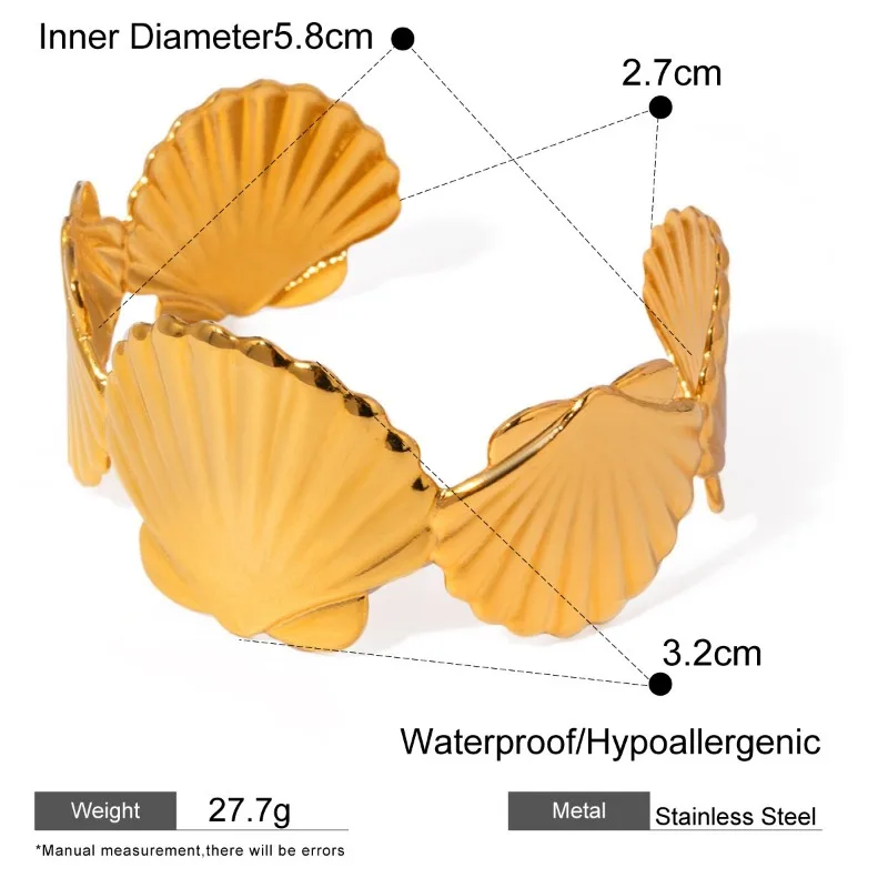 Трендовые металлические регулируемые браслеты Minar в виде ракушек с фестонами для