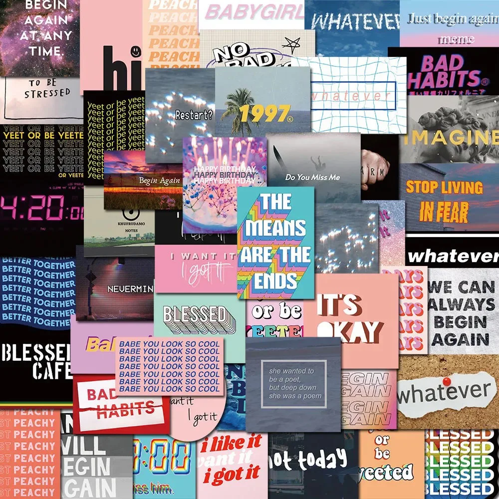 

10/30/50pcs Ins Style Graffiti Stickers Inspirational Text Decals DIY Laptop Phone Car Scrapbook Waterproof Cartoon Sticker Toys