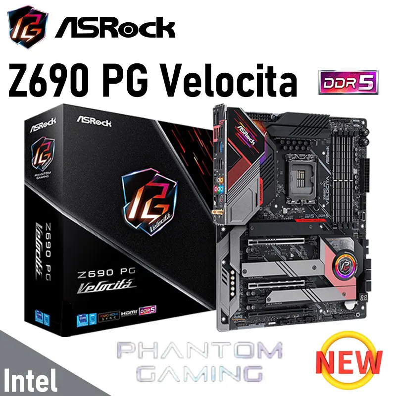 

ASRock Z690 PG Velocita DDR5 128GB 6400MHz+(OC) LGA 1700 Intel 12th Gen M.2 PCI-E 5.0 Motherboard Z690 Placa-mãe Desktop ATX New
