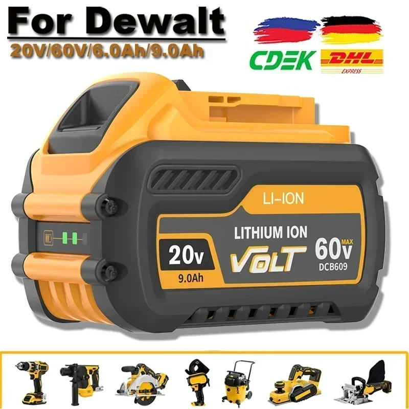 Аккумулятор 60 В для Dewalt DCB200 9 0 Ач/6 Ач DCB606 DCB609 DCB205 DCB206 DCB209 DCB182 9000 мАч MAX