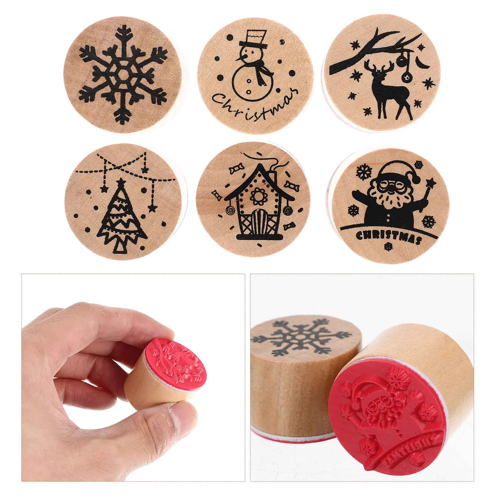 

Christmas Stamp Stamps Stamper Rubber Stamperswooden Toys Seal Set Gift Diy Kids Decorative Ink Children Wood Scrapbook Toy