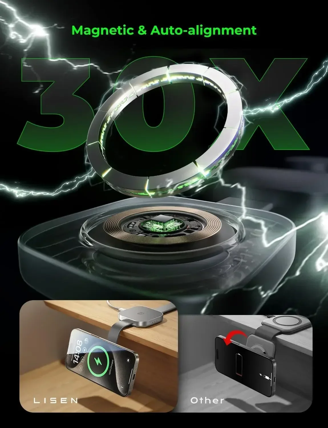 Зарядное устройство LISEN 3 в 1 беспроводная зарядная панель складное беспроводное