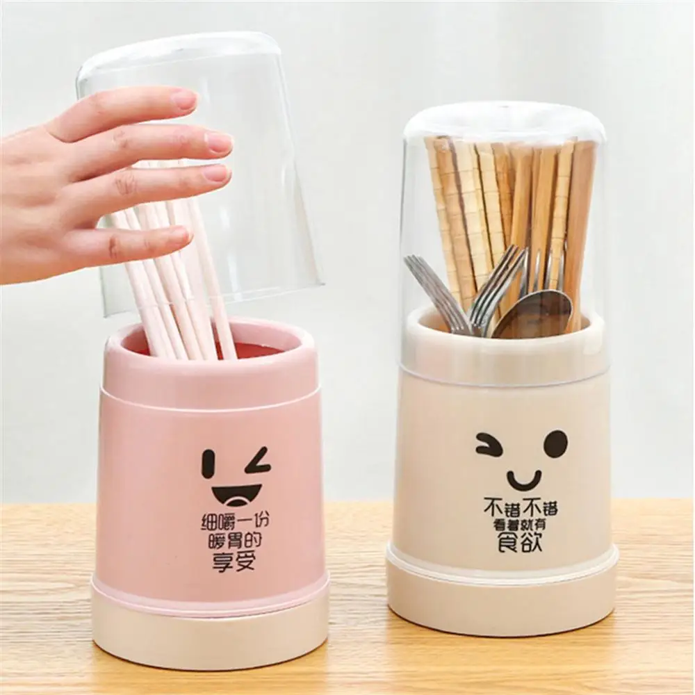 

Spoon Fork Drying Cylinder Detachable Cage Chopstick Holder Plastic Drain Rack Fork Holder Kitchen Gadgets Dustproof With Cover