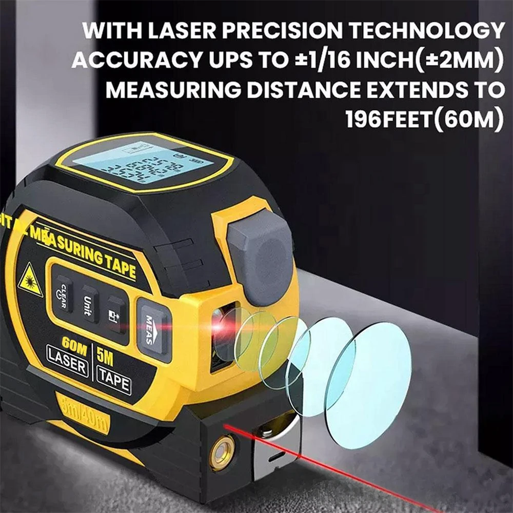 

5m Laser Tape Measure 3 In 1 High-precision Rangefinder Tape Ruler Infrared Intelligent Electronic Ruler Building Distance Meter