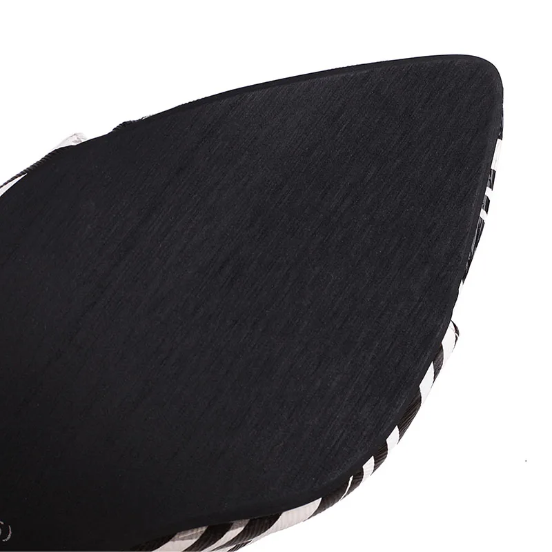 Women 11.5cm High Heels New 2023 Spring Lady Gold Silvery Zebra Stripes Pointed Toe Pumps Thin Heel Party Shoes