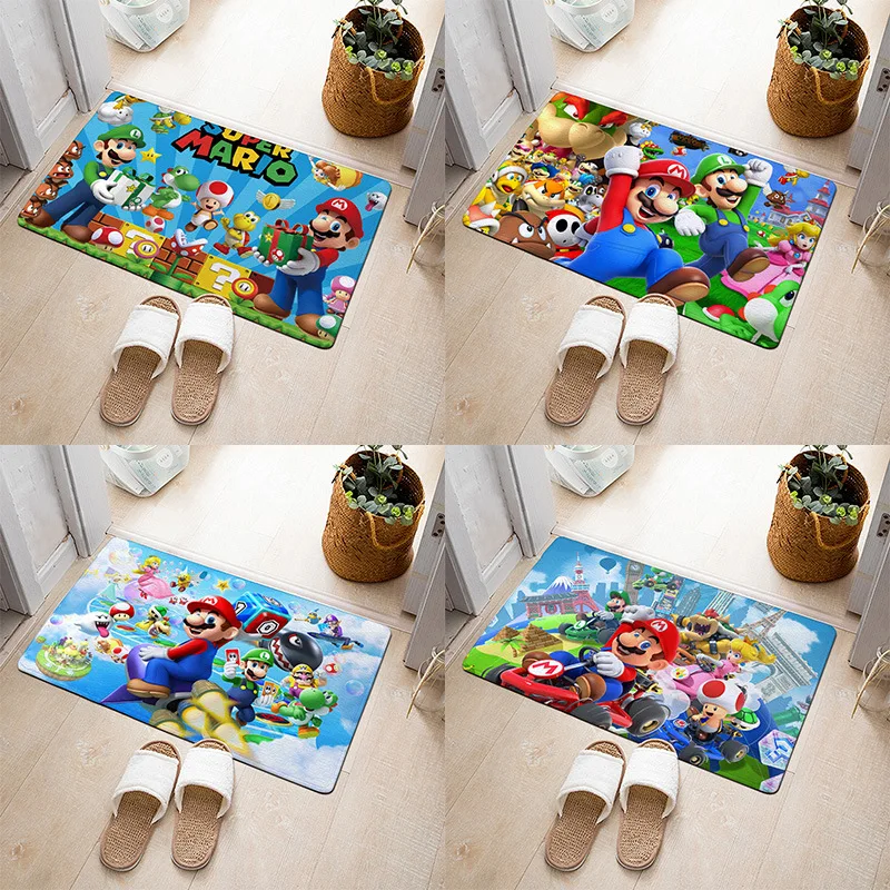 

60cm Super Mario Bros Cartoon Carpet Cute Mario Luigi Yoshi Printed Floor Mats Comfortable Door Mats Homes Room Absorbent Carpet