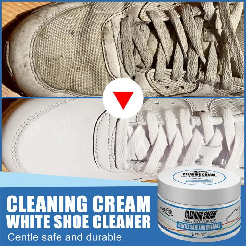 

100g White Shoes Cleaning Cream Cleansing Maintenance Of Sports Shoes Multi-functional Pasty Cleaner With Wipe Stains Remover