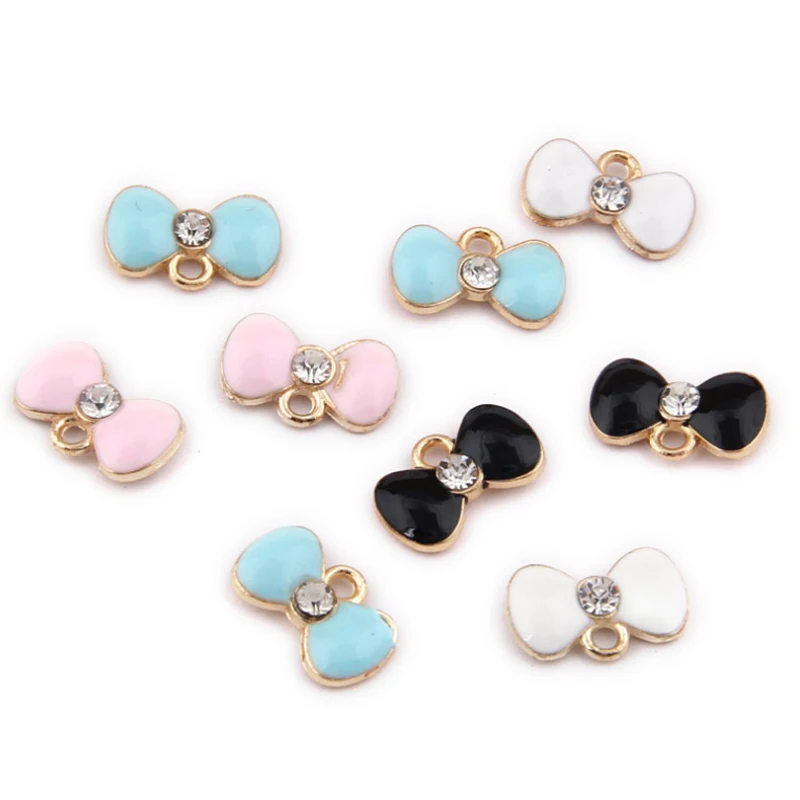 

Подвеска золотого цвета с эмалью и бантом, из цинкового сплава, 20 шт./лот, 9 х15 мм