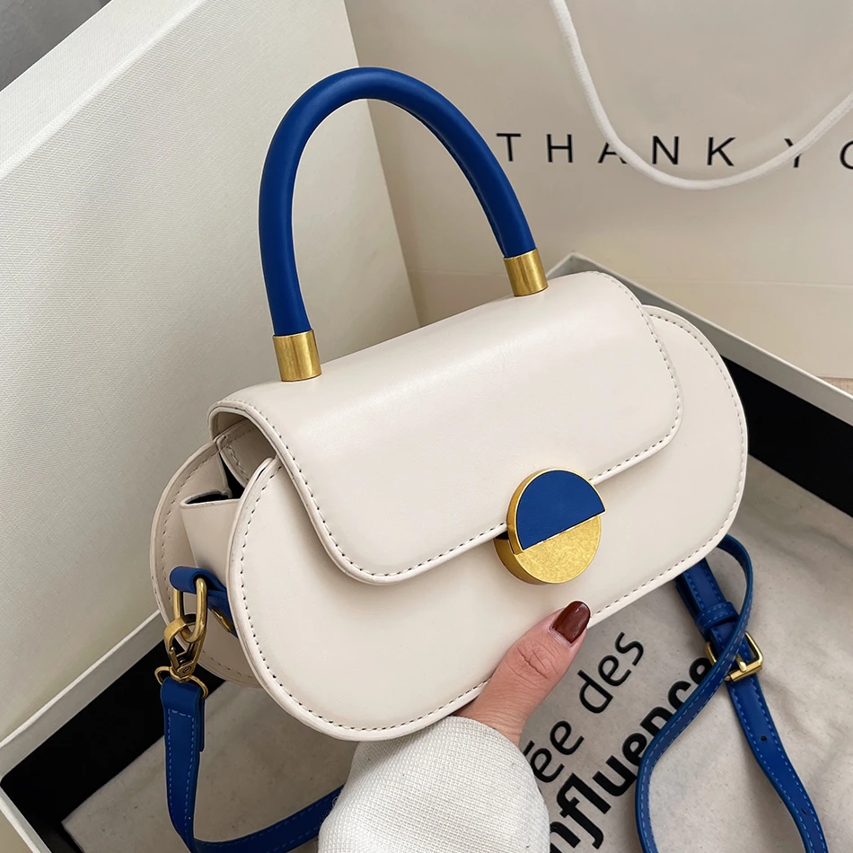 

Candy Color Women's Small Handbags Panelled PU Leather Shoulder Messenger Bags for Women Trended Lady Short Handle Crossbody Bag