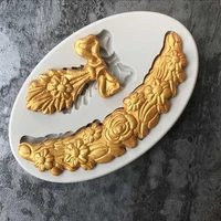 european flower pattern shape silicone mold biscuits fondant pastry candy chocolate cake border decoration baking tools mould