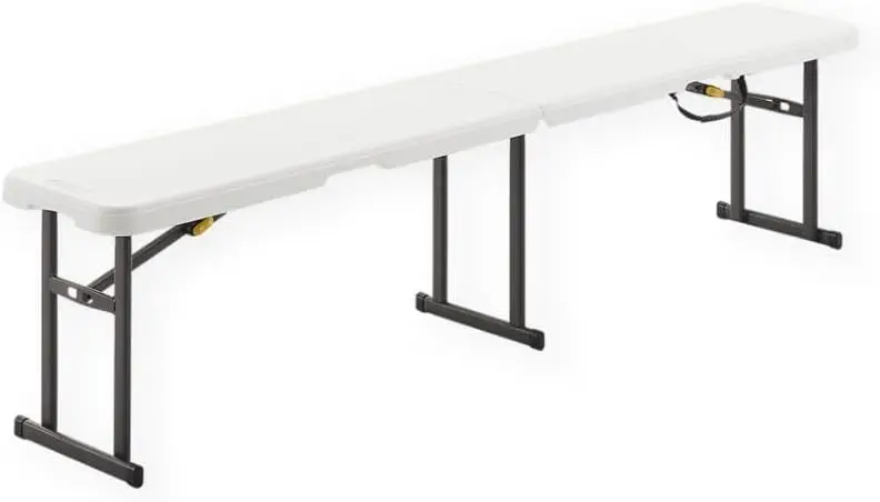 

Foot Fold-in-Half Bench with Carrying Handle, Easy Folding and Transport, Indoor/Outdoor Use, Sturdy Steel Frame, White