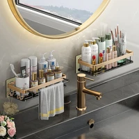 luxury bathroom shelves without drilling rustproof aluminum shower wall shelf shampoo towel holder bathroom organizer accessorie