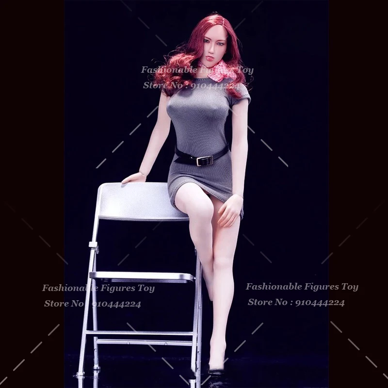 Женское платье-солдат 1/6 тонкое эластичное платье офисная юбка пояс воротник