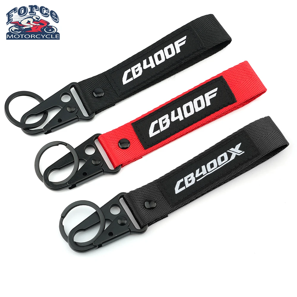 

Motorcycle Keychain Key Ring Holder For Honda CB400F CB400X CB 400F 400X 400 F/X Motorbike Nylon Keyring Key Chain Black Red