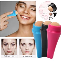 4colors face oil absorbing roller volcanic stone oil control facet zone oil removing rolling stick ball reusable facial roller