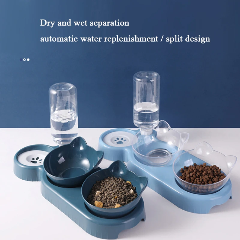

Cute Cat Bowl Dog Bowl To Prevent Overturning Double Food Bowl Large Capacity Automatic Water Dispenser Pet Supplies Pet Bowl