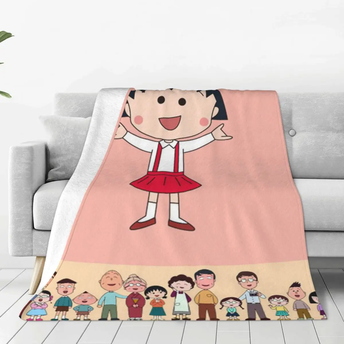 

Chibi Maruko Chan Anime Flannel Throw Blanket Cute Girl cartoon Blanket for Sofa Bedroom Soft Bedroom Quilt