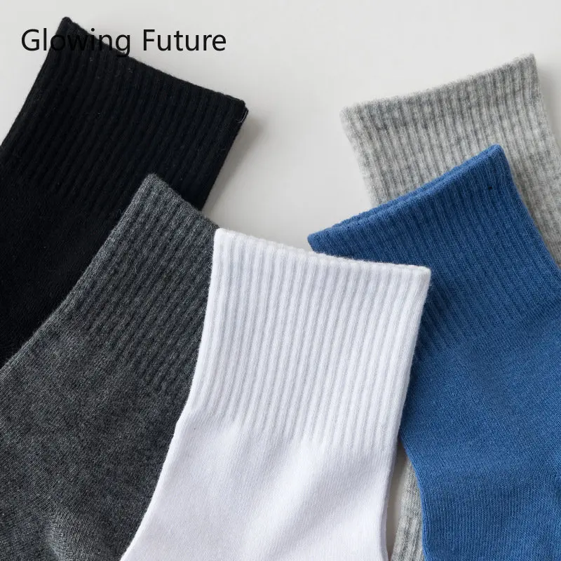 Cotton Men Socks Solid Color Black White Socks for Men Harajuku Middle Tube Sport Sokken Casual Business Sweat Breathable Sox