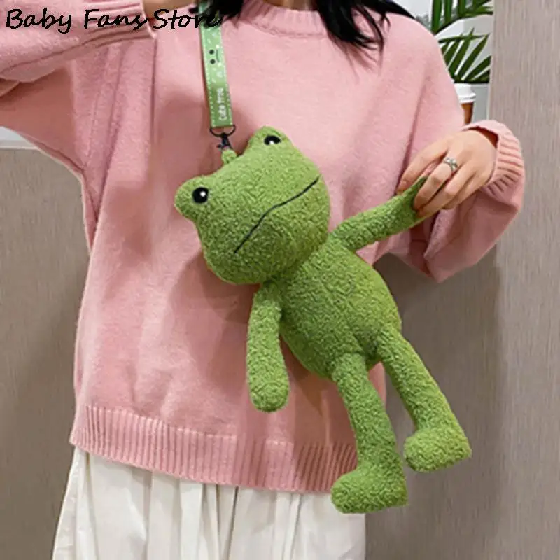 

Cartoon Frog Shoulder Bags Soft Plush Doll Green Animal Handbags Funny Toys Crossbody Bag Children Adult Purse Party Totes Cute
