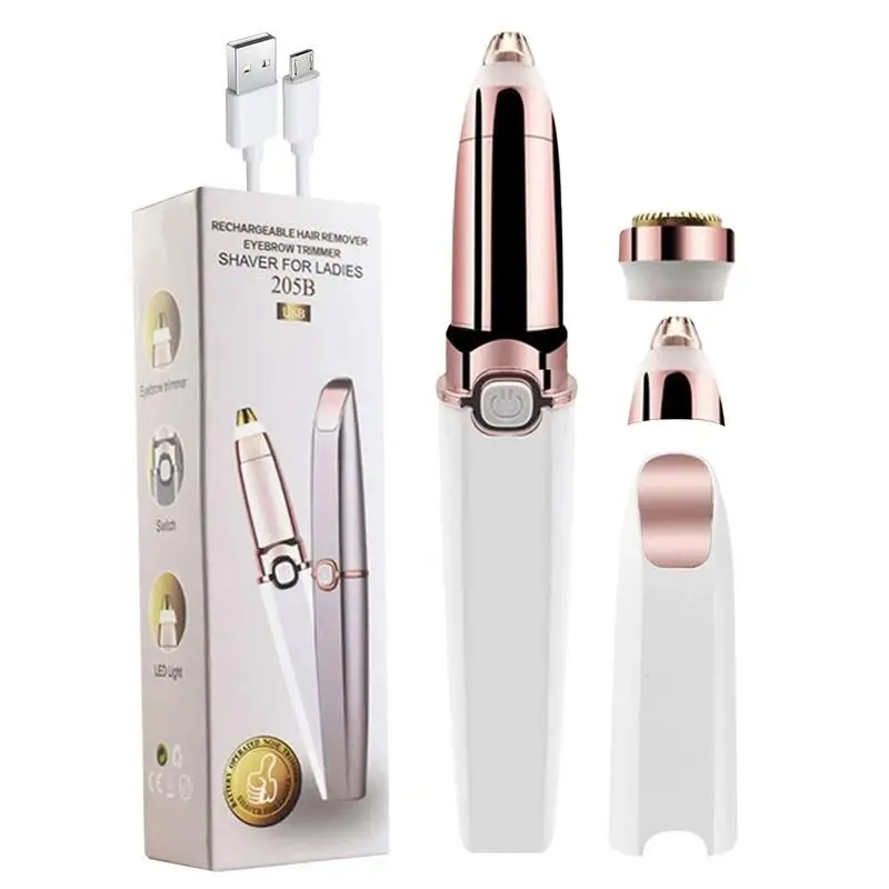 

Electric Eyebrow Razor Eyebrow Shaver Battery Powered Built-in LED Light Portable 2 In 1 Electric Epilator Beauty Products For