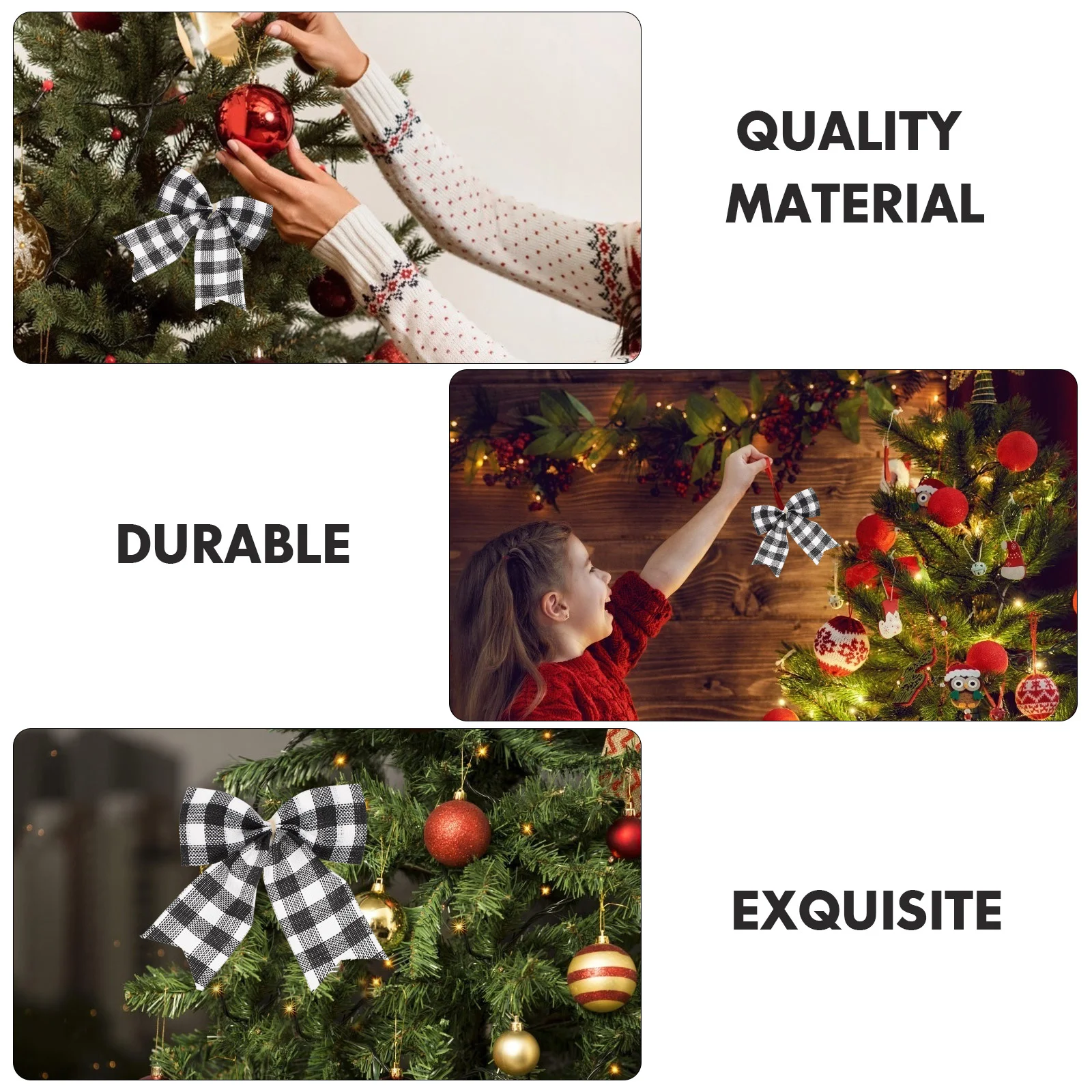 

Christmas Bowknot Tree Bows Bow Ornament Ornaments Wreath Hanginggift Decor Diy Baskets Ribbon Decorations Festival Black Plaid