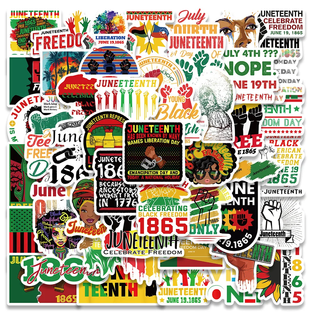50Pcs Cross-border New Black People Liberation Day Stickers Water Cup Luggage Guitar Skateboard Mobile Phone Graffiti Stickers