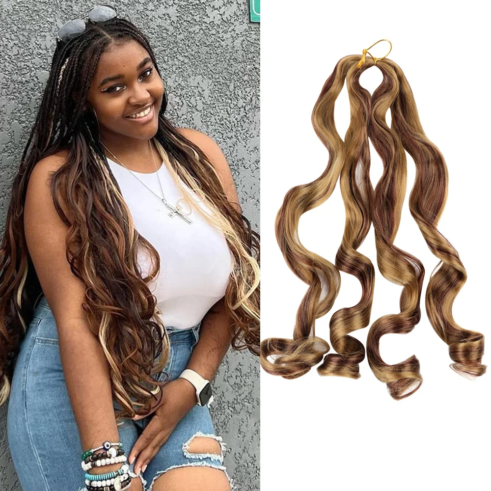 

22Inches Synthetic French Curly Spanish Braiding Hair Loose Wave Pre Stretched Crochet Micro Spiral Curl Braids Hair Extensions
