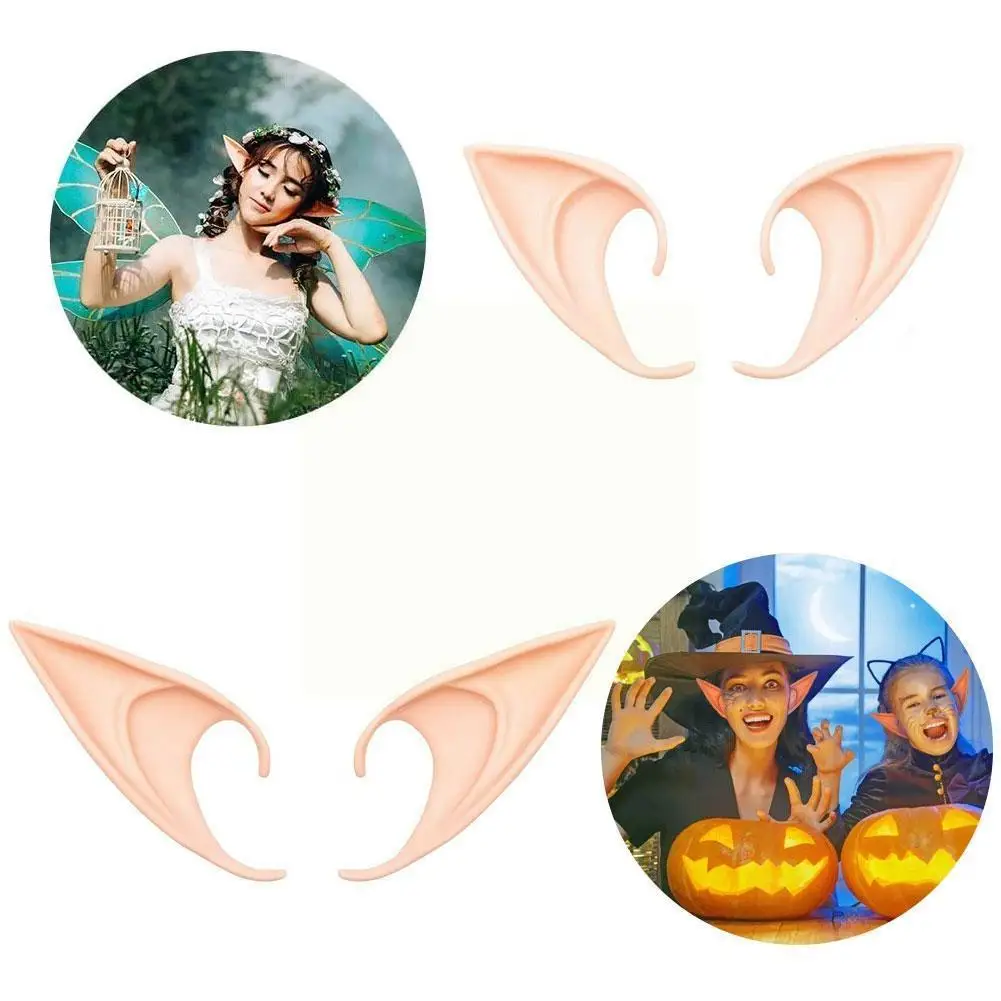 

Аксессуары для косплея Elf Ears Fairy, реквизит на Хэллоуин и Рождество, накладные острые уши, наконечники для костювечерние на Хэллоуин, латексны...