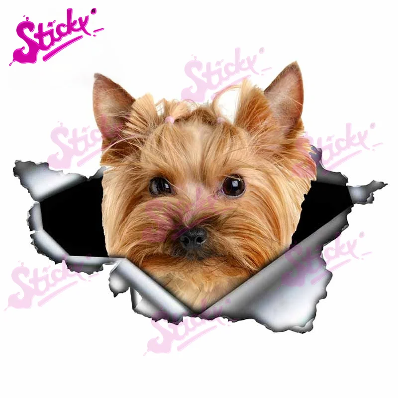 STICKY 3D Yorkshire Terrier Personality Sticker Torn Metal Decal Animal Car Stickers Window Bumper Pet Dog | Автомобили и