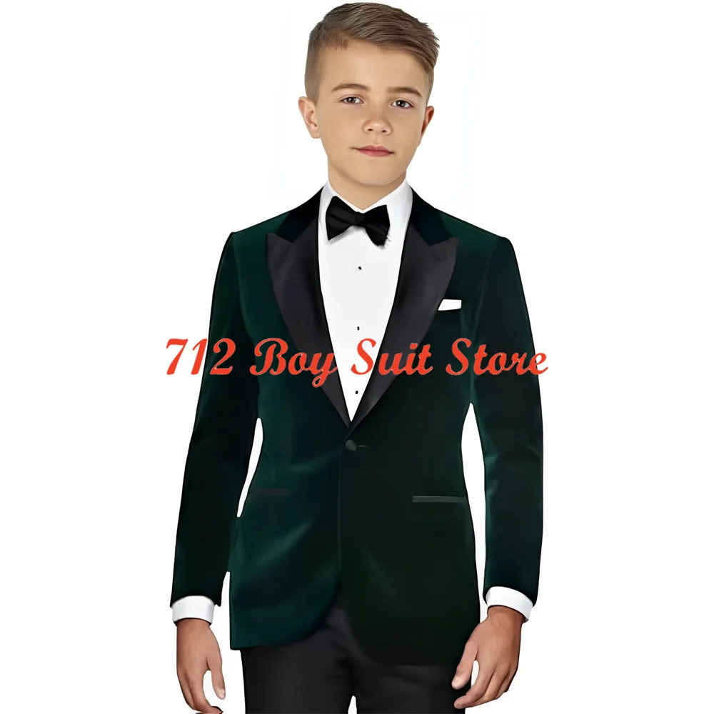 Бархатный смокинг для мальчиков официальный комплект из 2 предметов детская