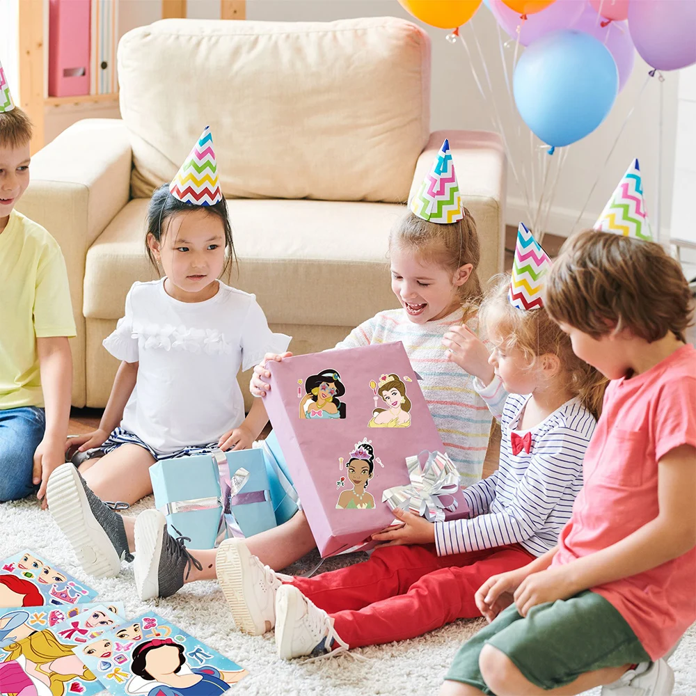 8/16 листов принцессы Диснея Белоснежка головоломки наклейки DIY милые девушки