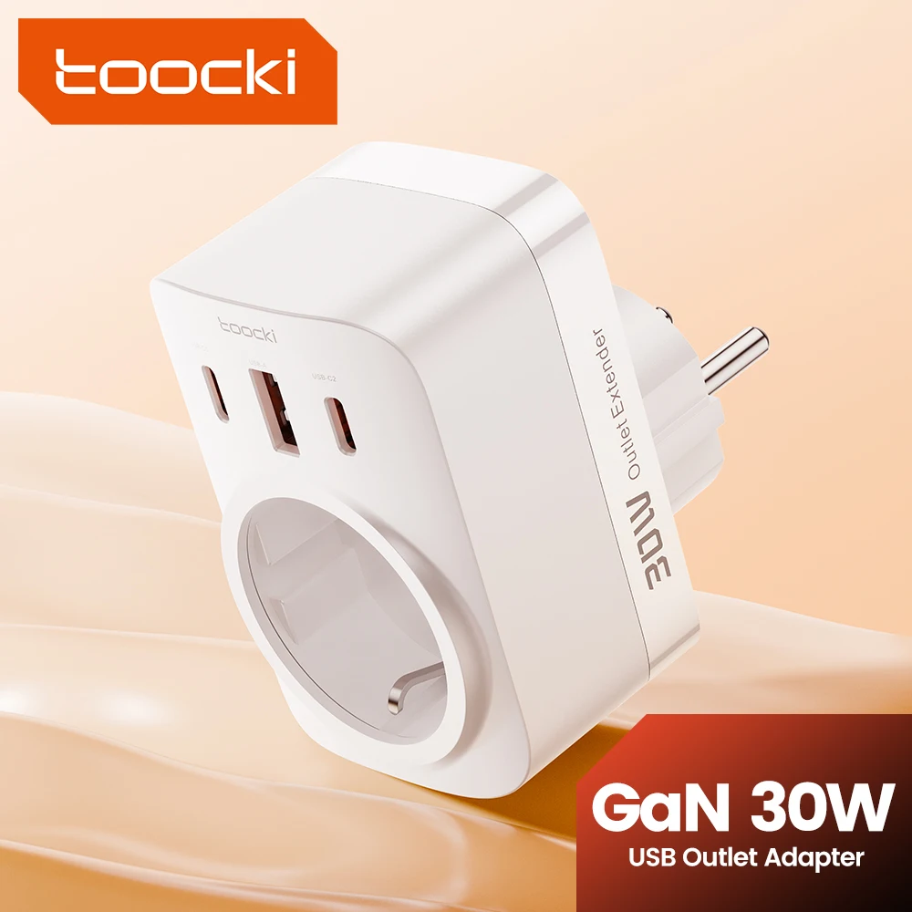 

Toocki PD 30W GaN USB Charger With AC Outlet USB Wall Socket Strip Charger For iPhone 15 14 Xiaomi 13 Samsung S23 Outlet Adapter