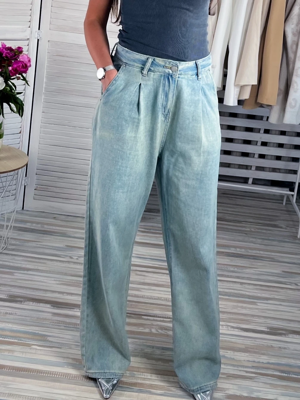 

ZHISILAO New Wide Leg Straight Jeans Women Boyfriend Baggy High Waist Full Length Denim Pants 2023