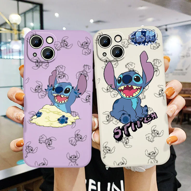 

Disney Stitch Anime For Apple iPhone 13 12 11 Pro Max mini XS XR X 8 7 6S 6 Plus Liquid Rope Soft Phone Case Capa Coque