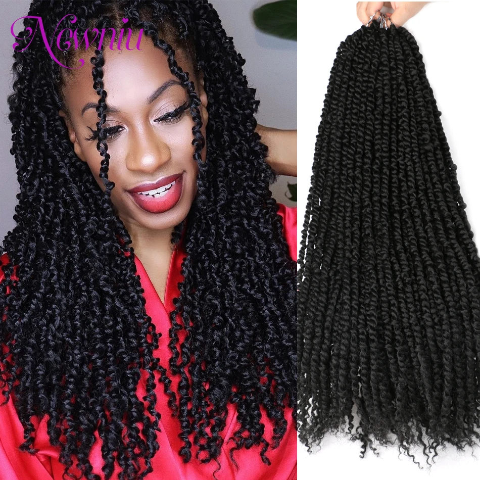 

14 прядей синтетических вязаных косичек для наращивания волос для предварительно скрученных страстных плетеных вязаных волос для темных женщин