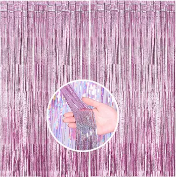 Pink Foil Curtain Fringe Pink For Backdrop Party Back Drop Photo Booth Wedding Graduations Birthday Christmas Event 1
